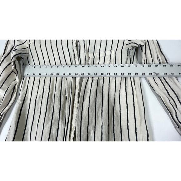 LOVE LIKE SUMMER X BILLABONG Womens M Tunic Top Off White Gray Linen Blend STAIN - Picture 5 of 8